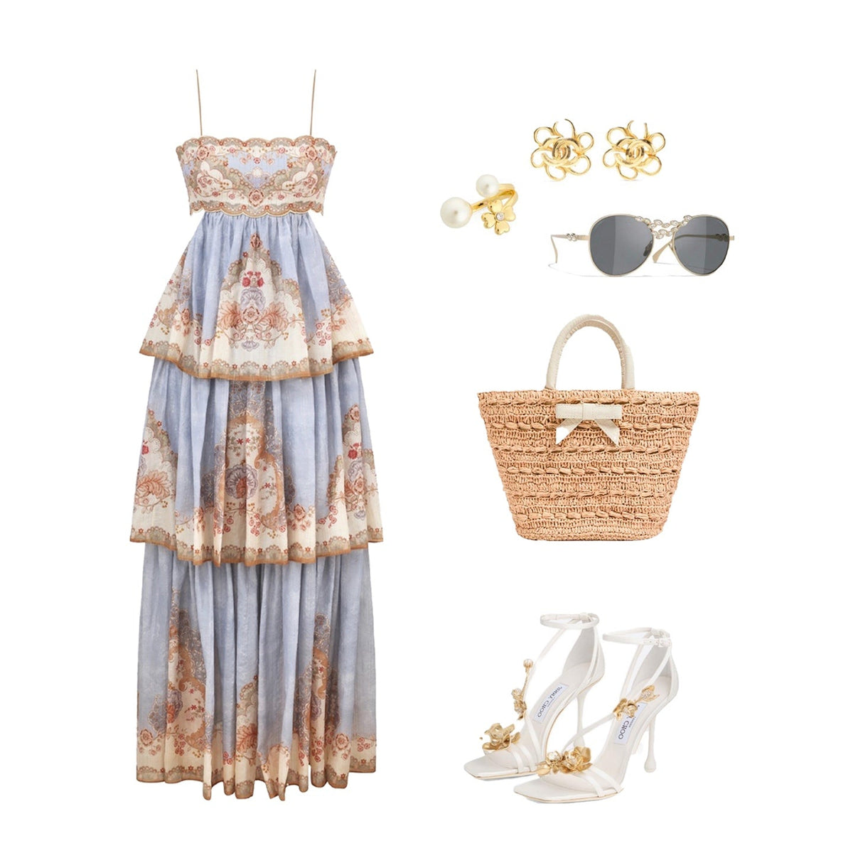 Mediterranean Holiday Floral Paisley Camisole Maxi Dress