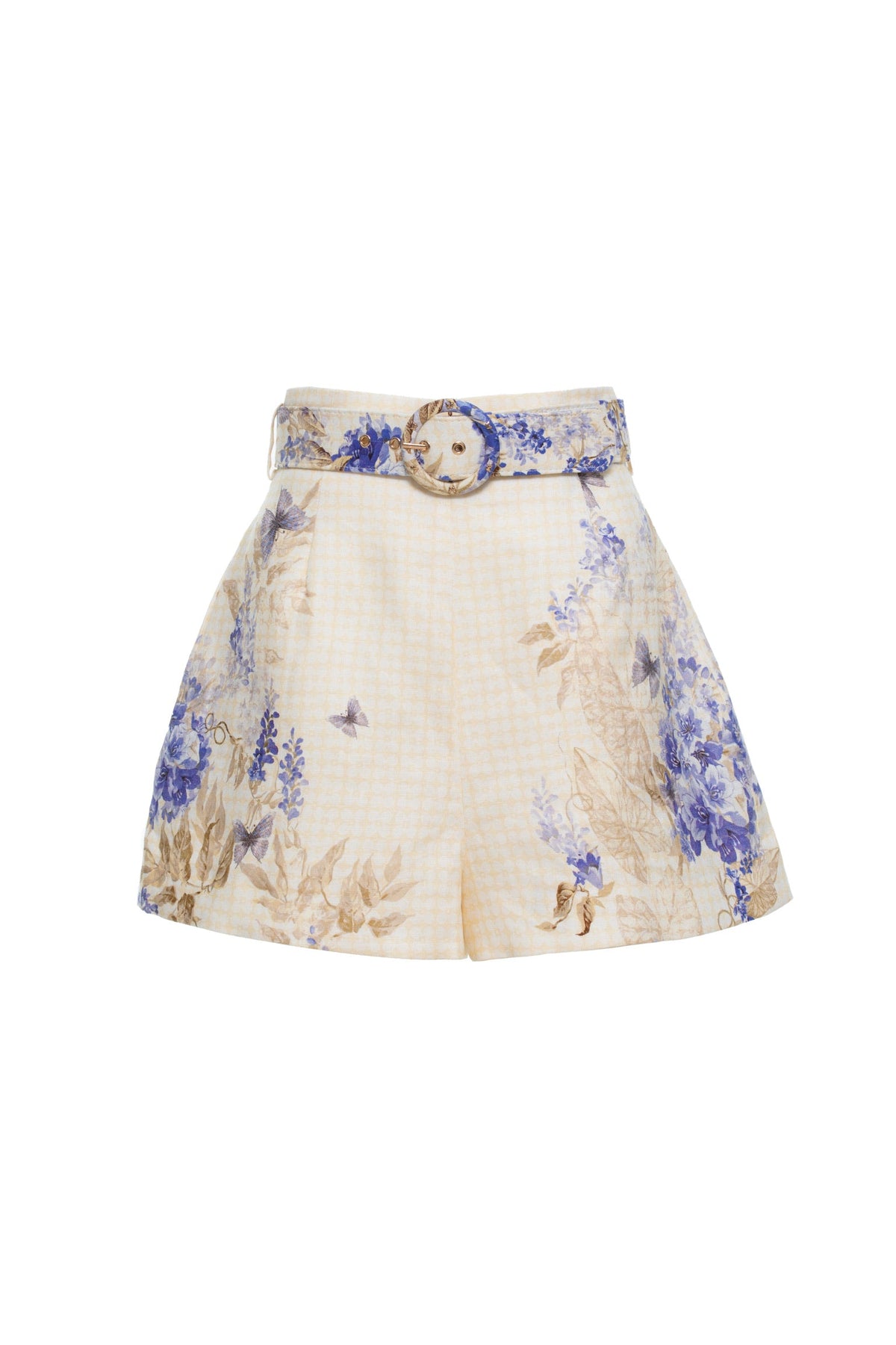 Indigo Wisteria Print High Rise Wide Leg Shorts