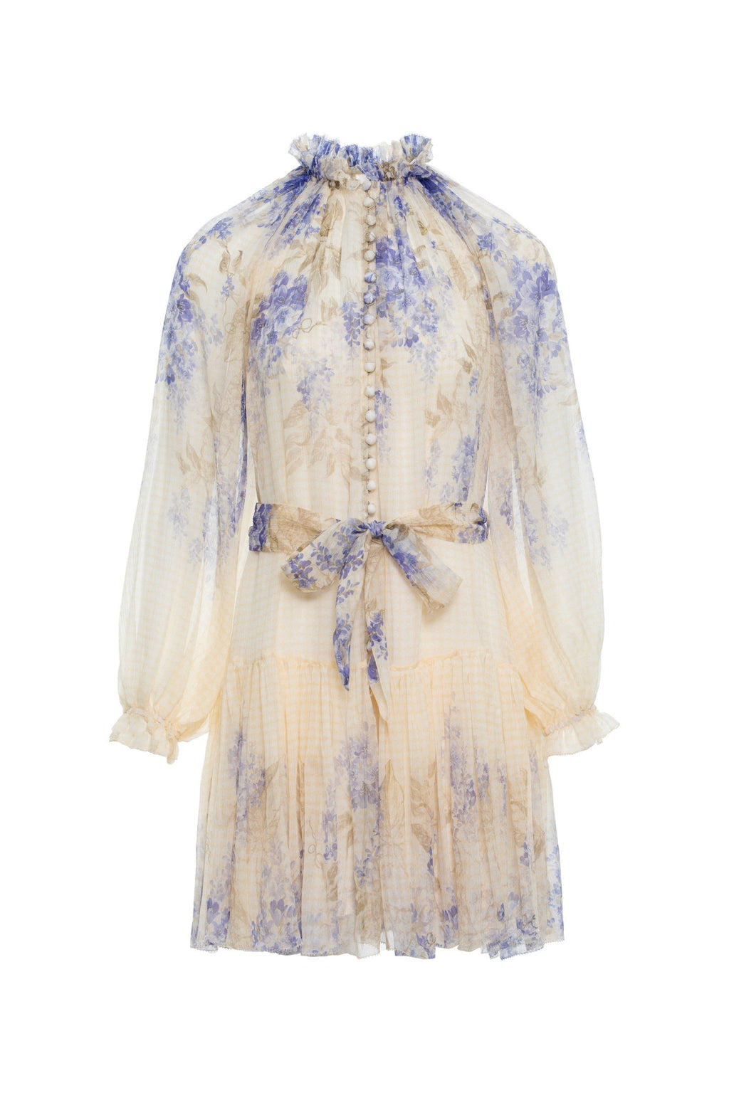 Indigo Wisteria Print Mini Dress with Camisole Liner Two-Piece Set