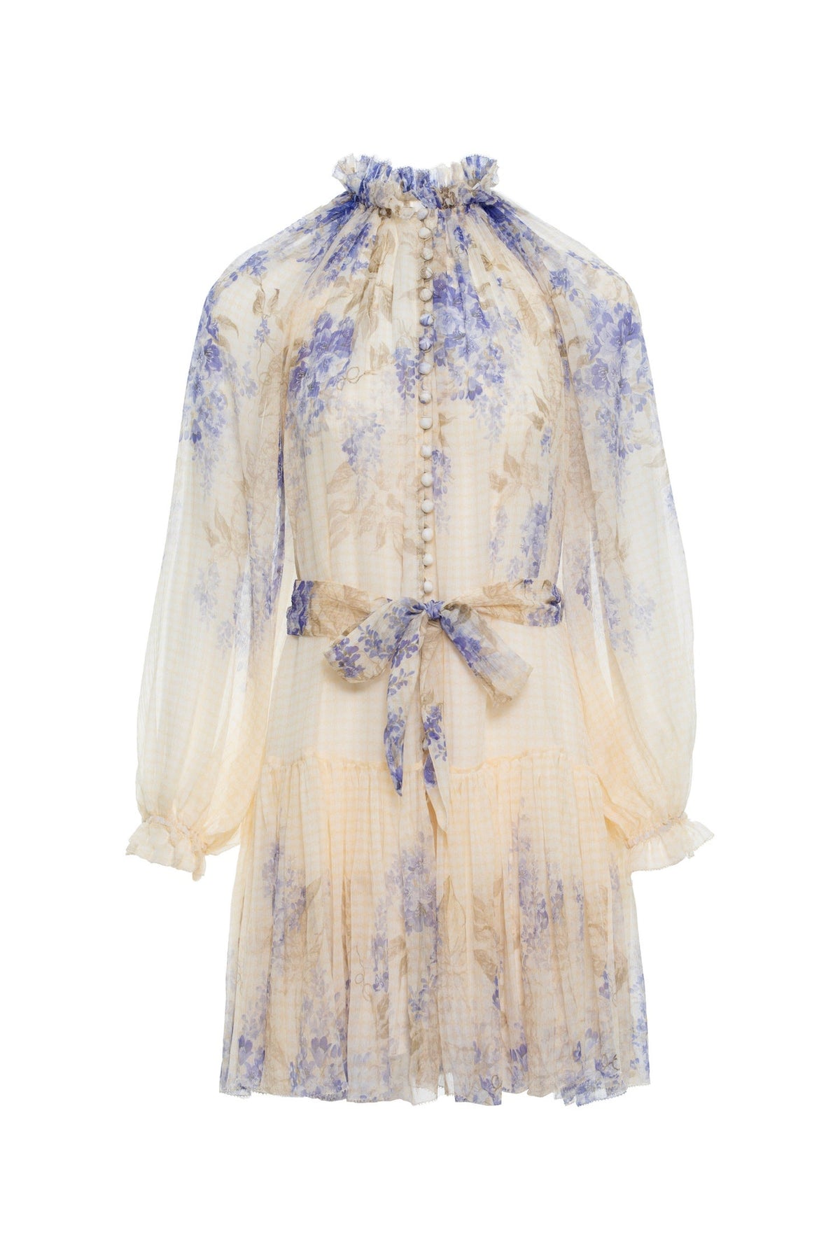 Indigo Wisteria Print Mini Dress with Camisole Liner Two-Piece Set