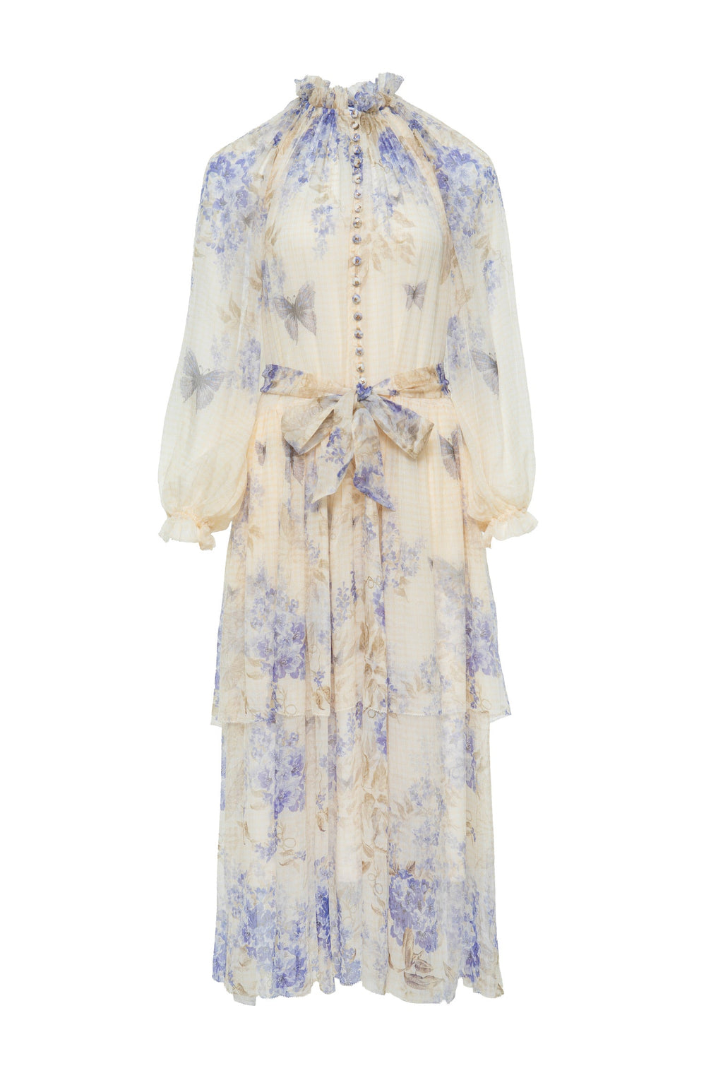 Indigo Wisteria Print Maxi Dress with Camisole Liner Two-Piece Set