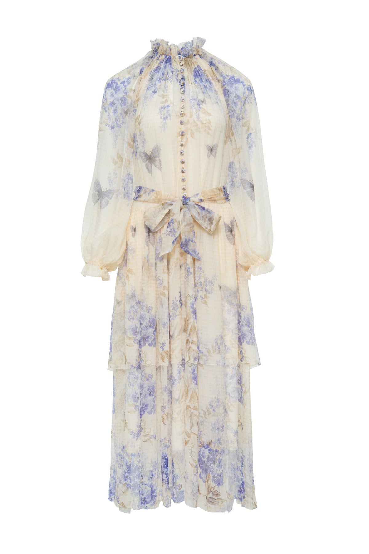 Indigo Wisteria Print Maxi Dress with Camisole Liner Two-Piece Set