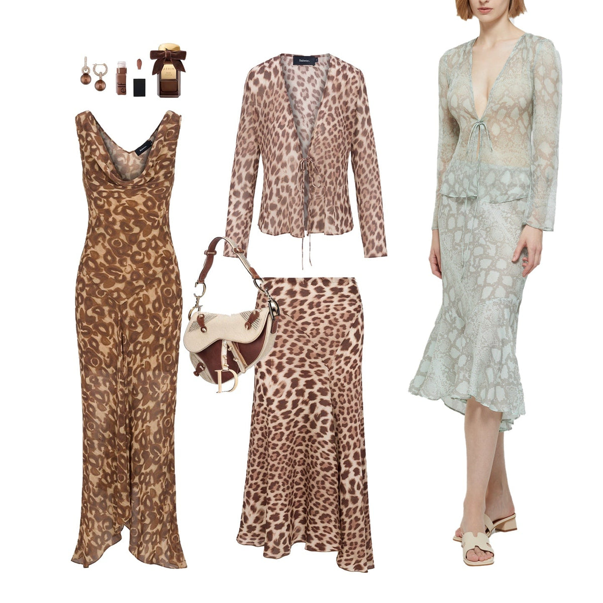 Vintage Leopard Print Ruffle Dress