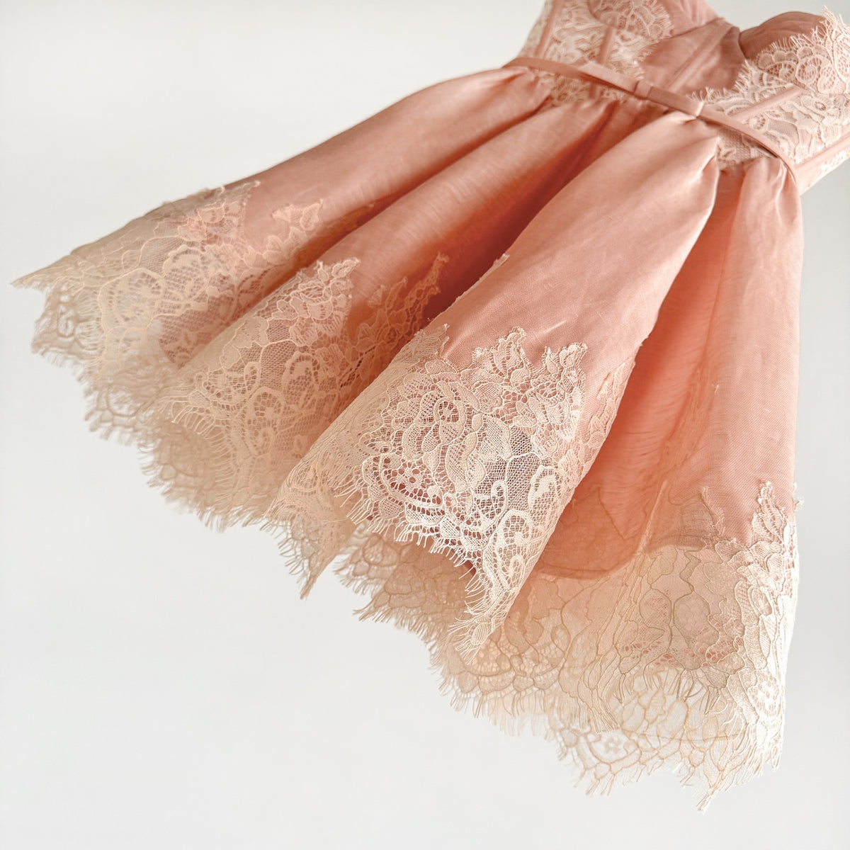 Lace Paneled Short Cami Linen-Silk Dress