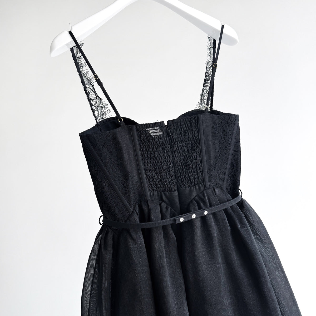 Lace Trim Linen Silk Slip Long Dress