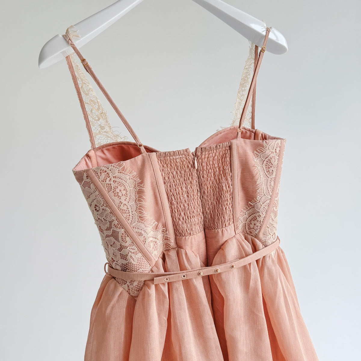 Lace Trim Linen Silk Slip Long Dress