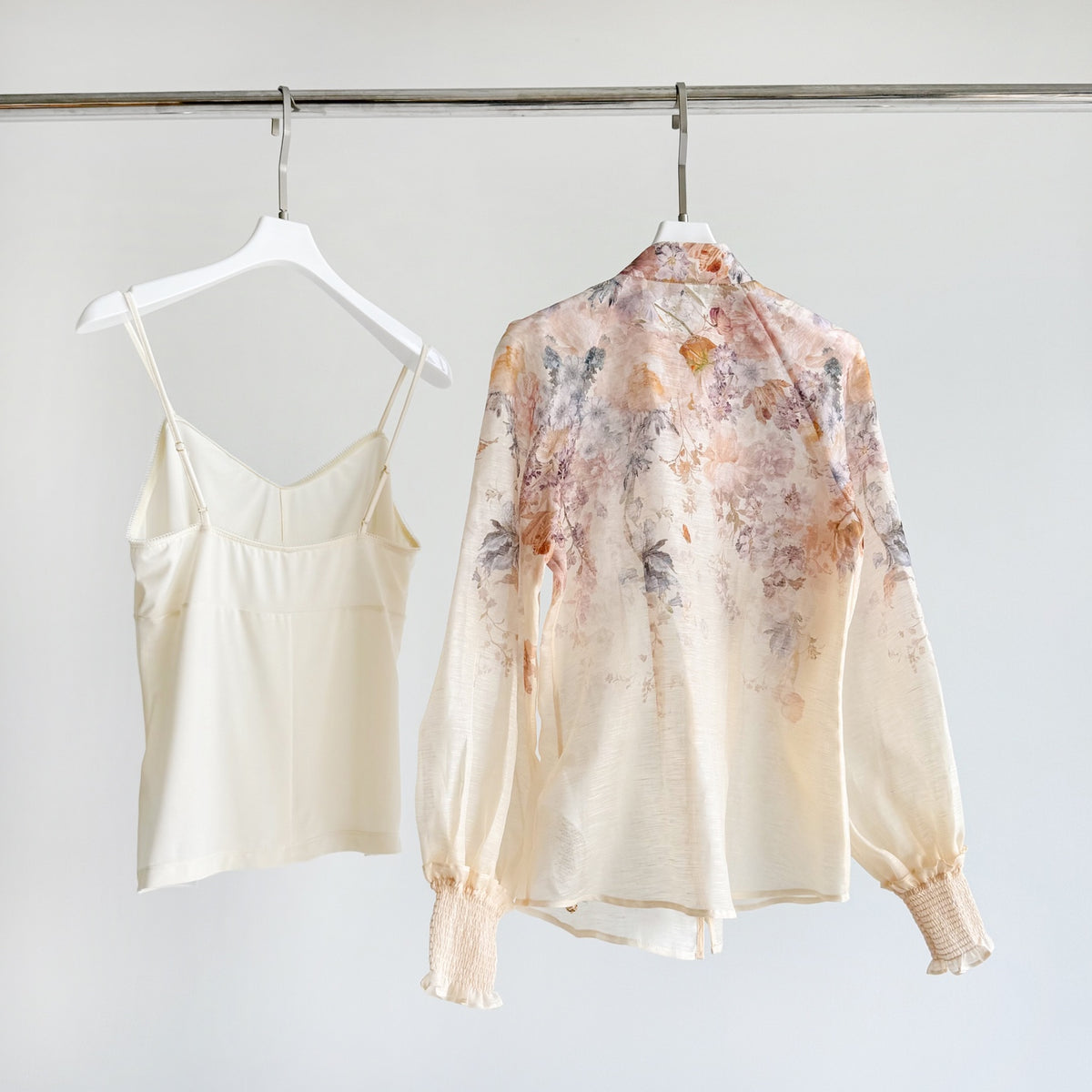 Elegant printed silk-linen blouse