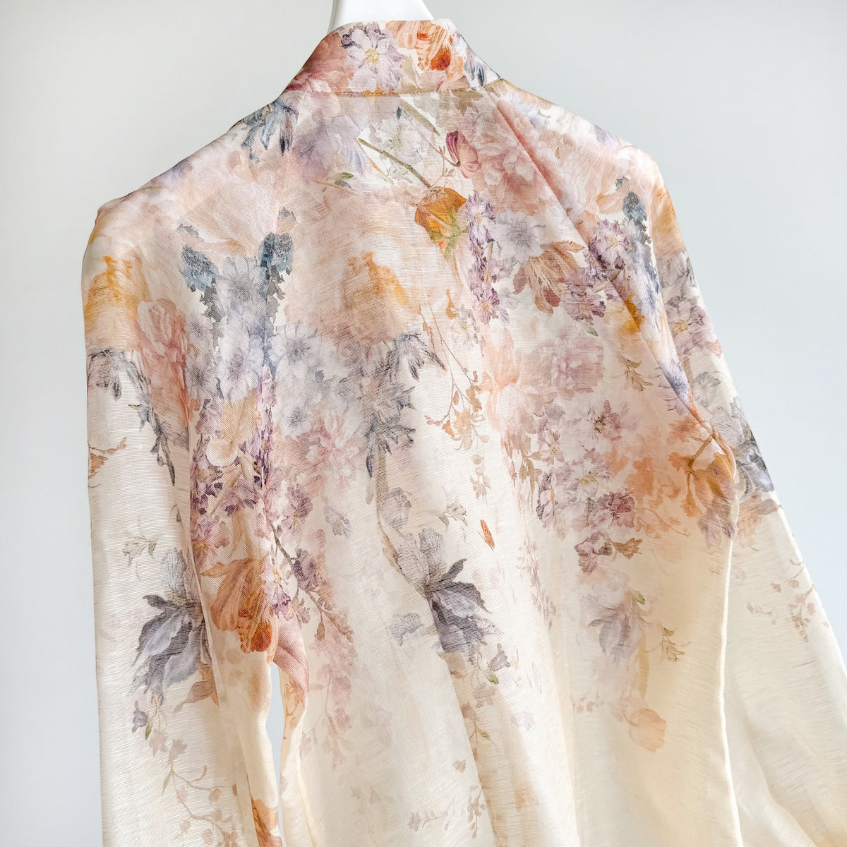 Elegant printed silk-linen blouse