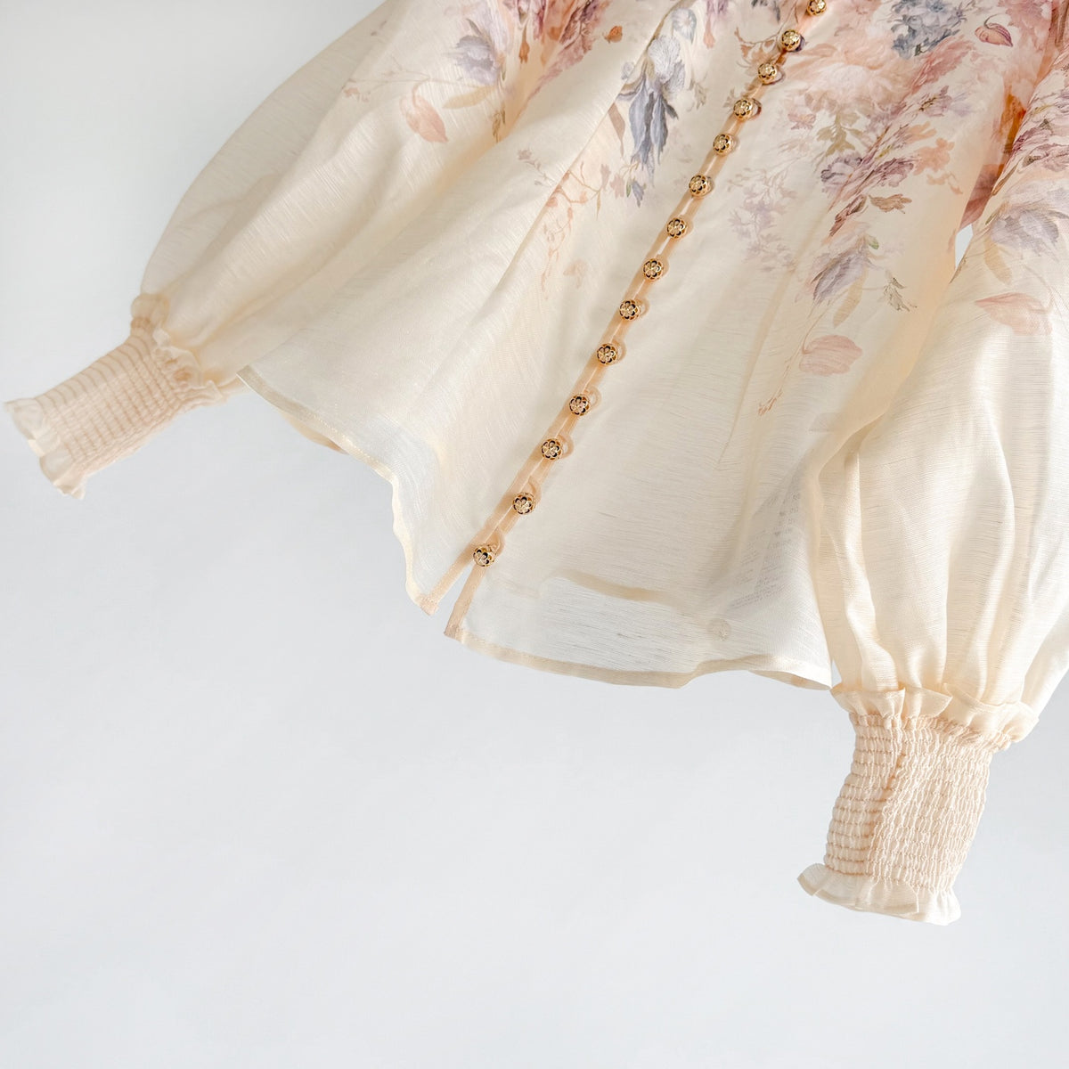 Elegant printed silk-linen blouse