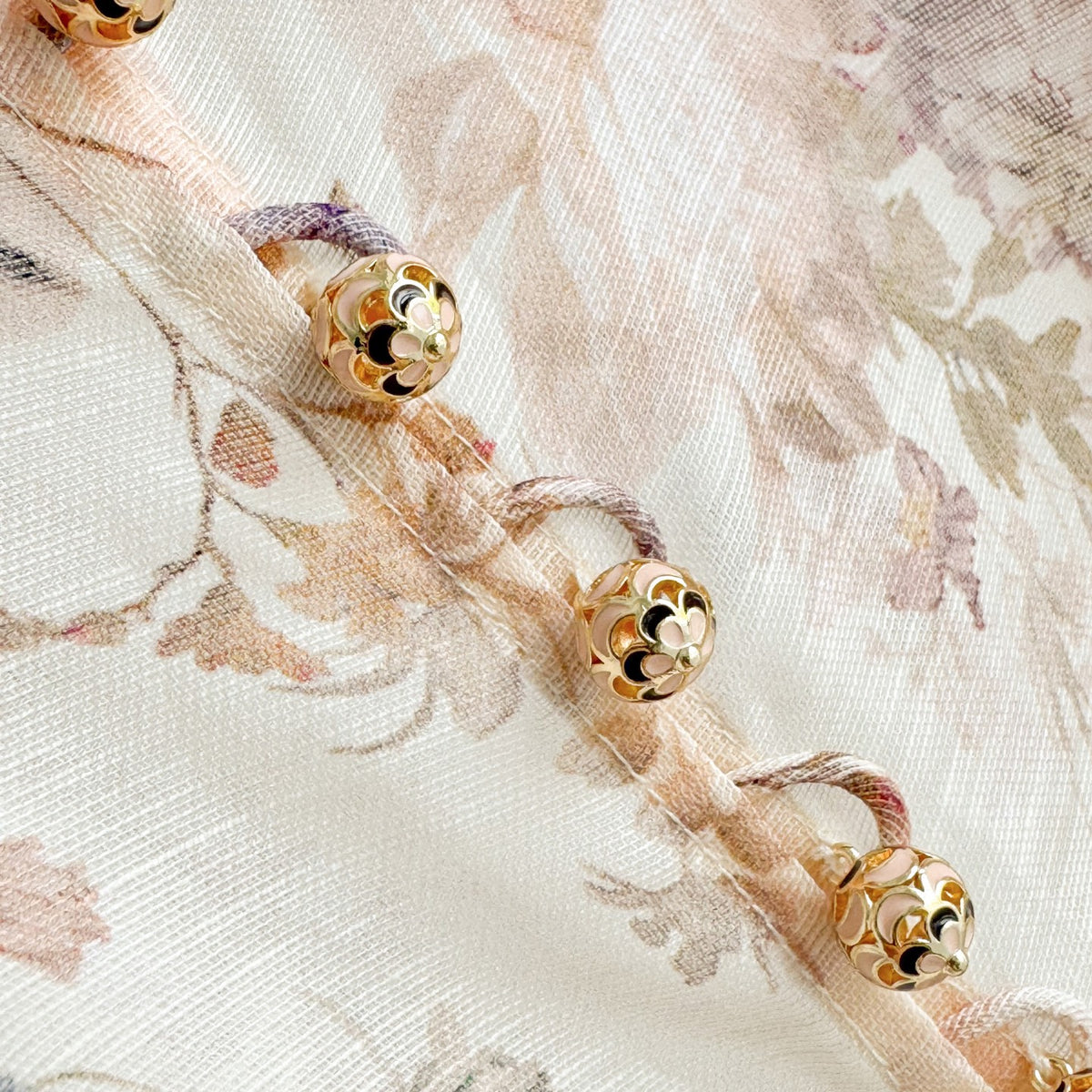Elegant printed silk-linen blouse