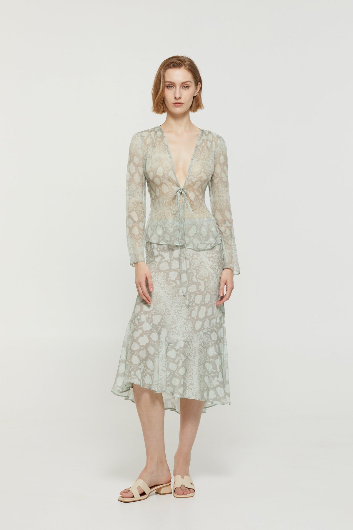 The Carmen Light Blue Caidigan Skirt Two Piece Set
