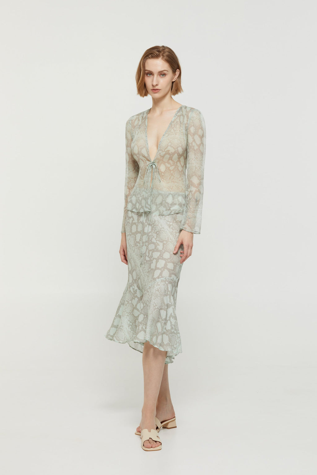 The Carmen Light Blue Caidigan Skirt Two Piece Set
