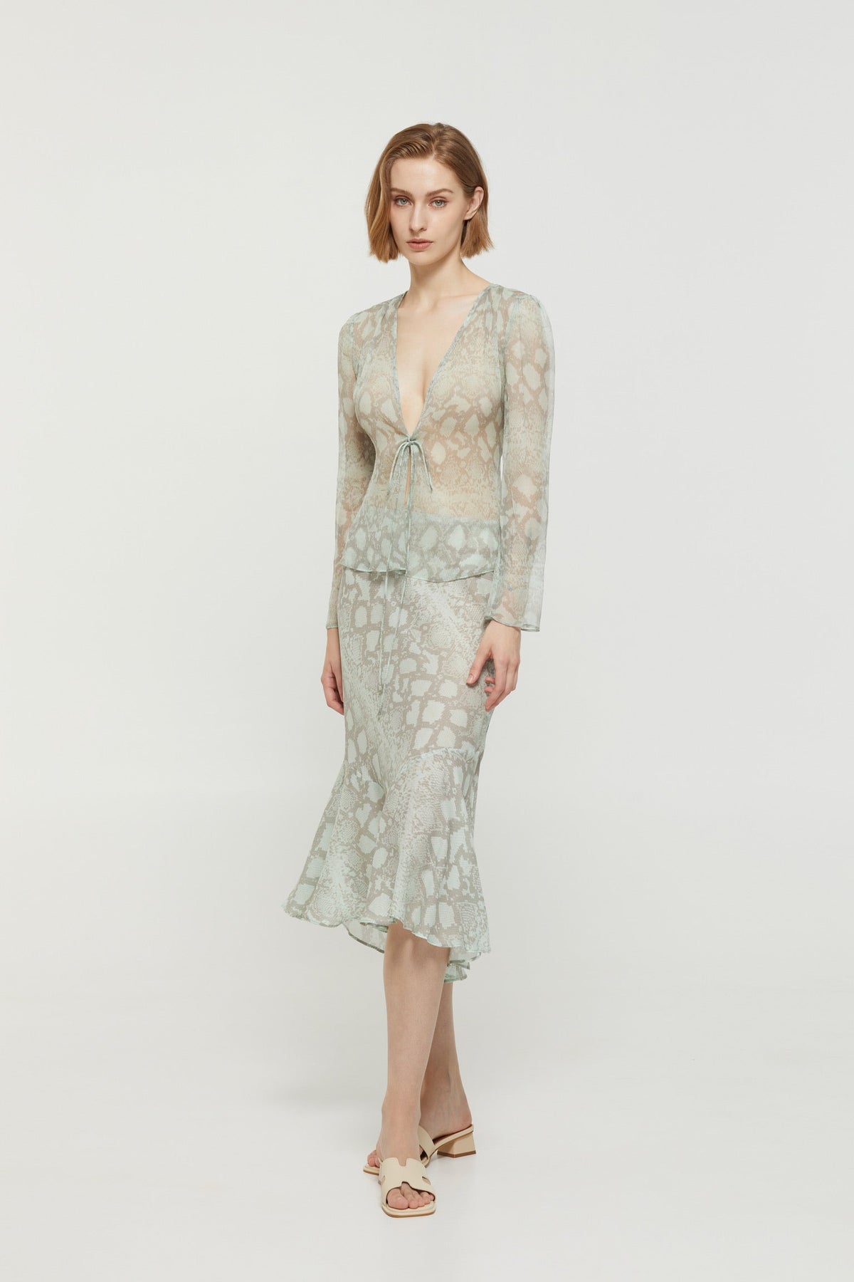 The Carmen Light Blue Caidigan Skirt Two Piece Set