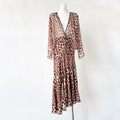 Brown Leopard Print V neck Two Piece Maxi Dress
