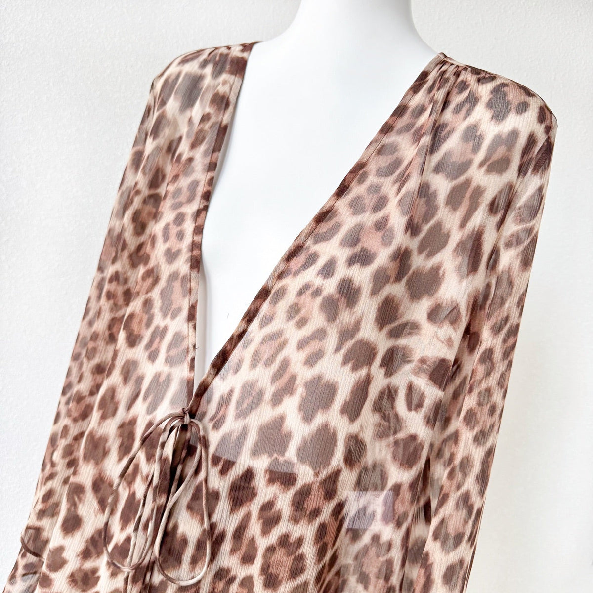 Brown Leopard Print V neck Two Piece Maxi Dress