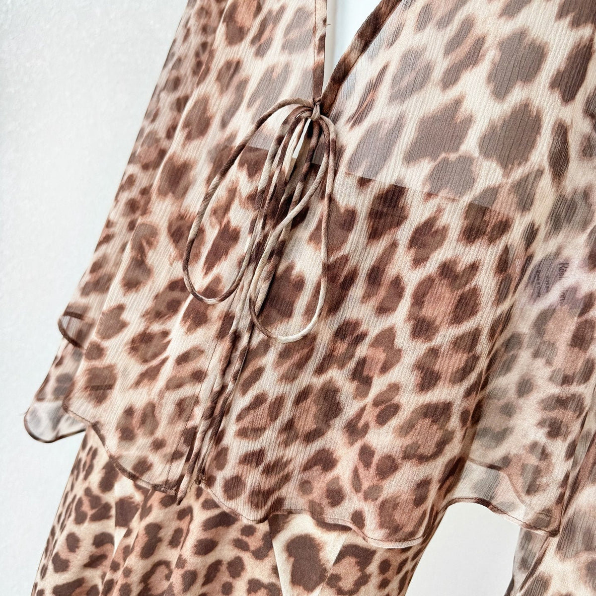Brown Leopard Print V neck Two Piece Maxi Dress