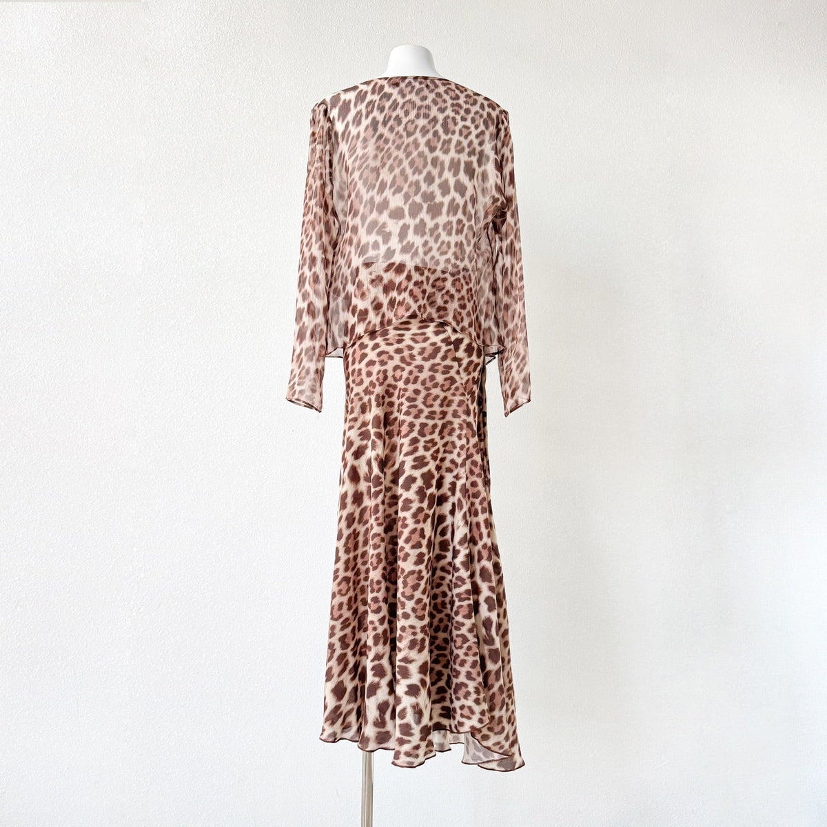 Brown Leopard Print V neck Two Piece Maxi Dress