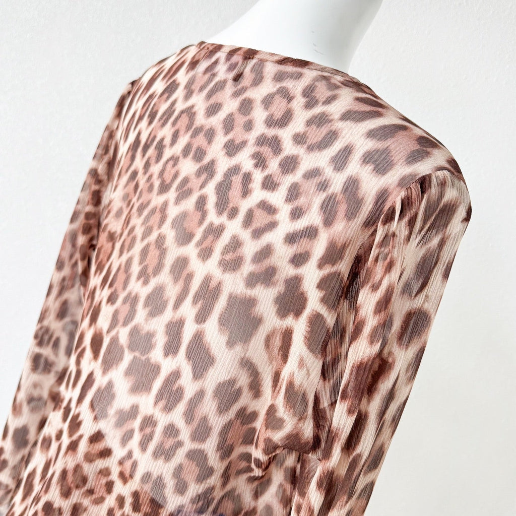 Brown Leopard Print V neck Two Piece Maxi Dress