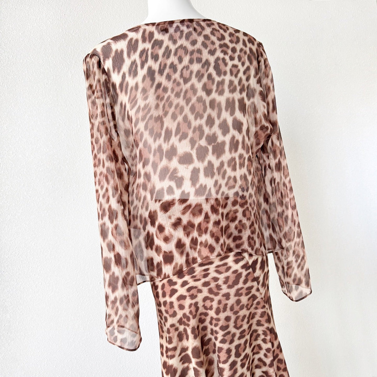 Brown Leopard Print V neck Two Piece Maxi Dress