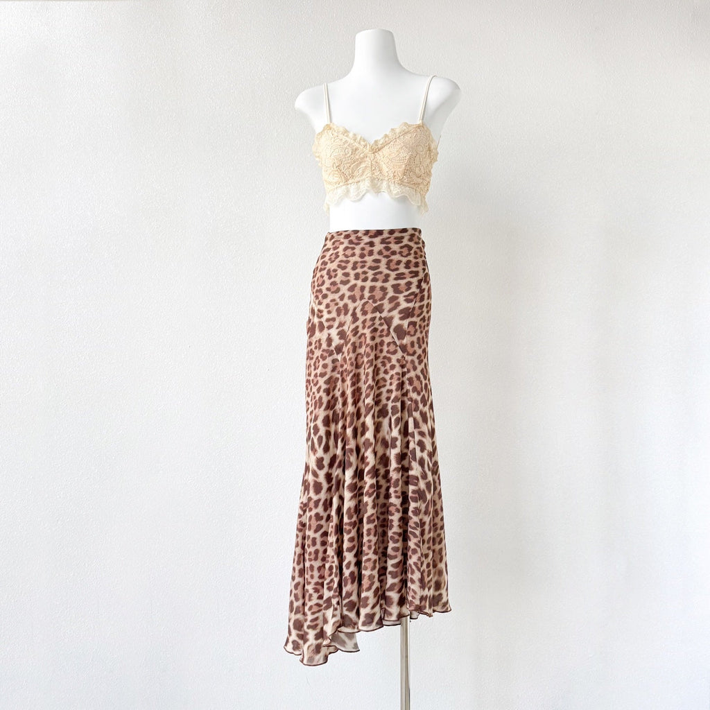 Brown Leopard Print V neck Two Piece Maxi Dress