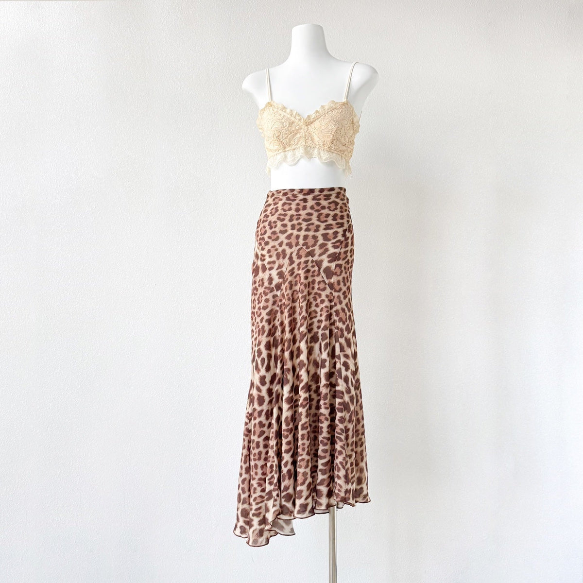 Brown Leopard Print V neck Two Piece Maxi Dress