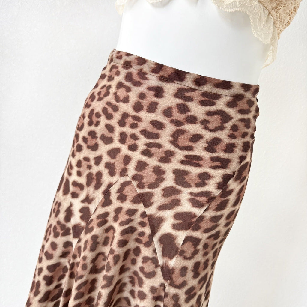 Brown Leopard Print V neck Two Piece Maxi Dress