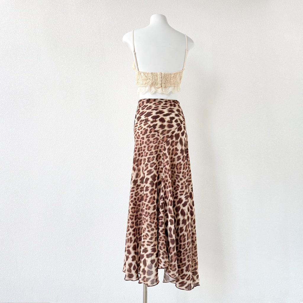 Brown Leopard Print V neck Two Piece Maxi Dress