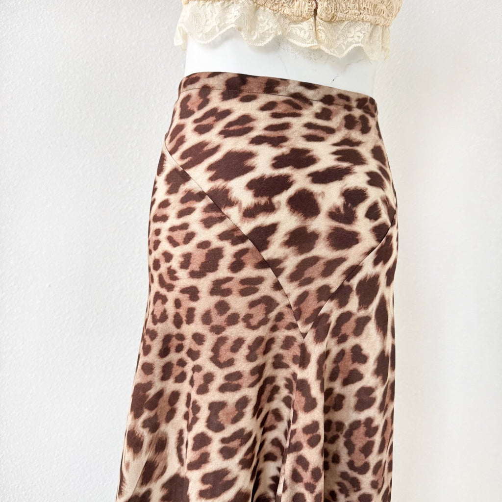 Brown Leopard Print V neck Two Piece Maxi Dress