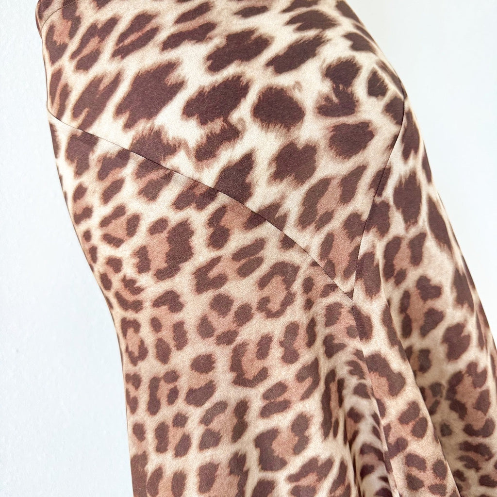 Brown Leopard Print V neck Two Piece Maxi Dress