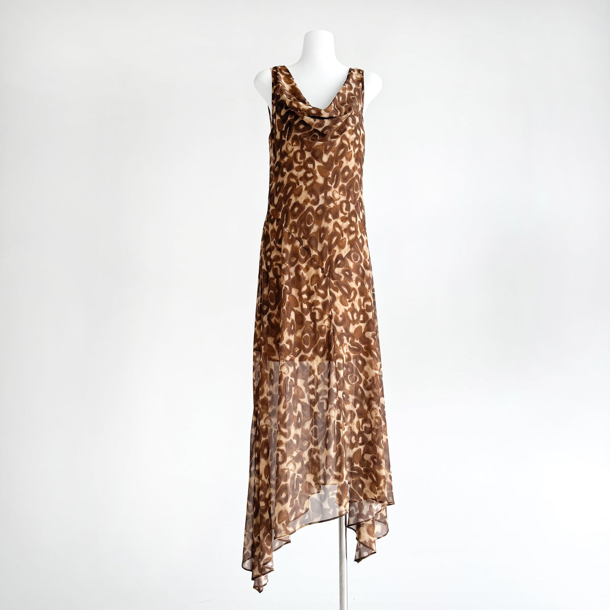 Vintage Leopard Print Ruffle Dress