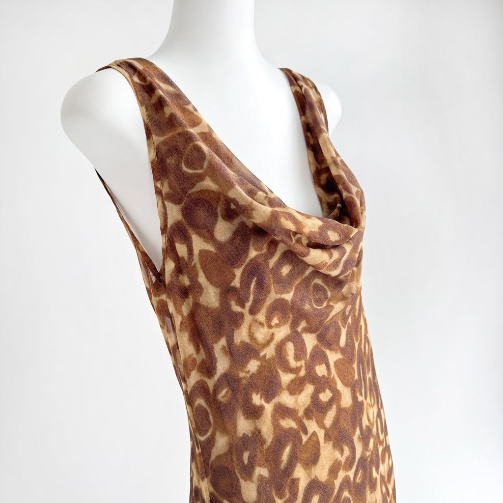 Vintage Leopard Print Ruffle Dress
