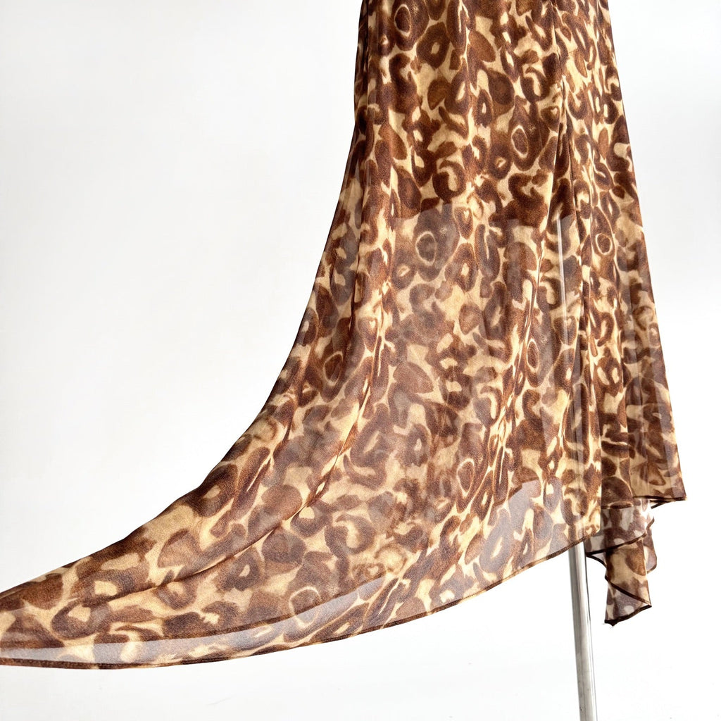 Vintage Leopard Print Ruffle Dress