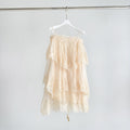 Cream Apricot Tiered Lace Irregular Ruffle Mini Dress