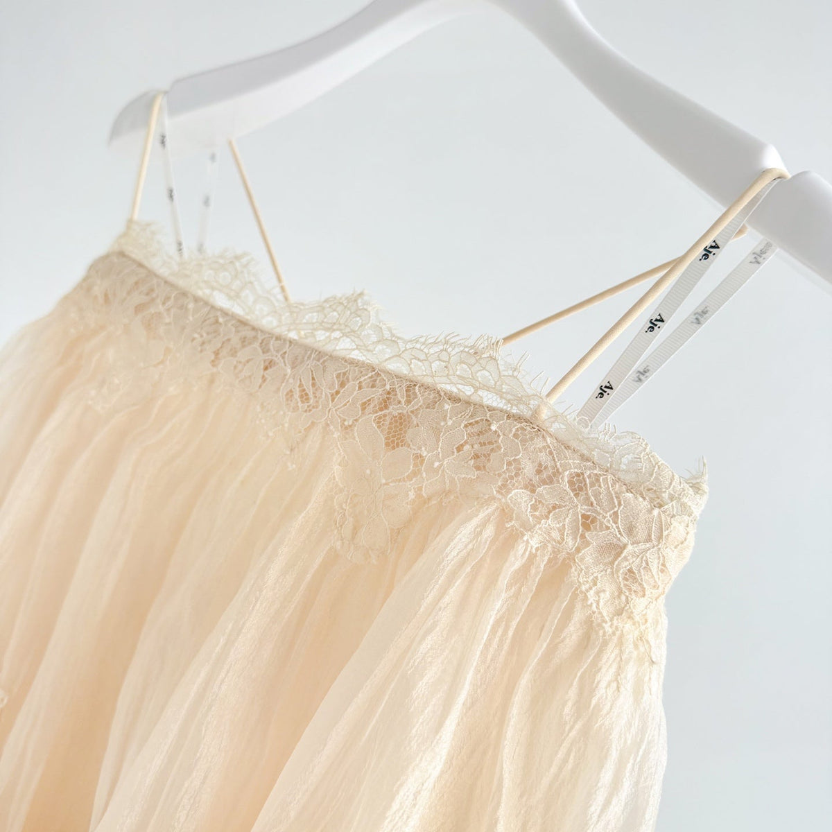 Cream Apricot Tiered Lace Irregular Ruffle Mini Dress