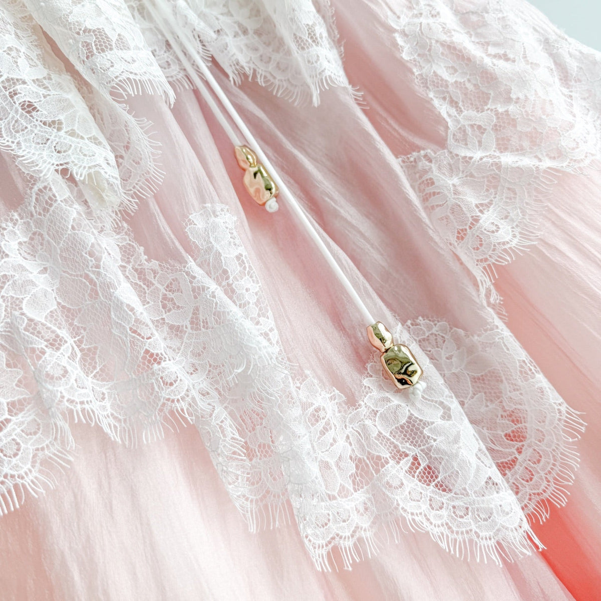 Gradient Pink Tiered Lace Maxi Dress