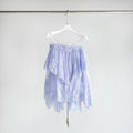 Light Blue and Brown Thin Strap Tiered Lace Off Blouse