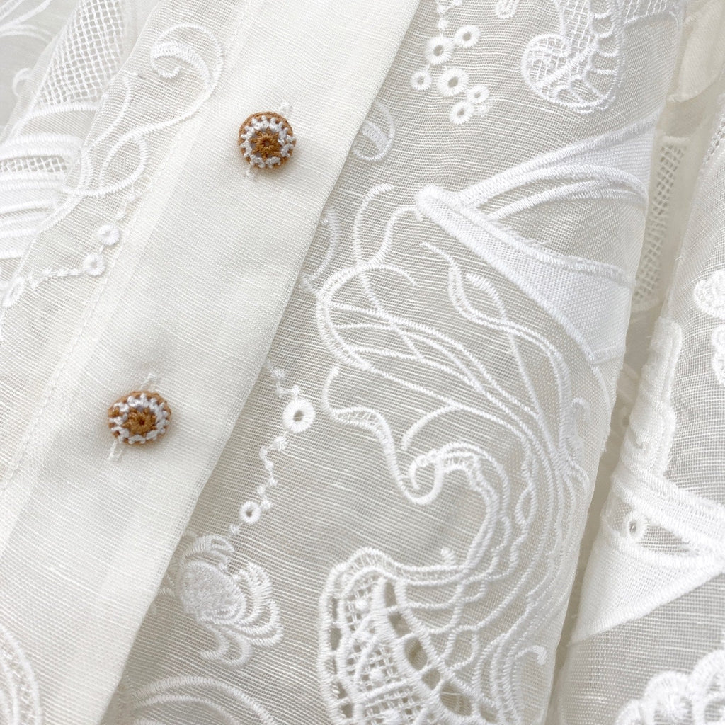 Island Vacation Embroidered Waist-Cinching Lapel Shirt Dress