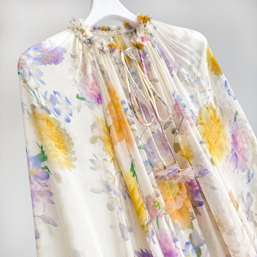 Ruffle Billow Blouse and Shorts Two-Piece Set in Cream Dahlia Collection  Kindred Spirit.