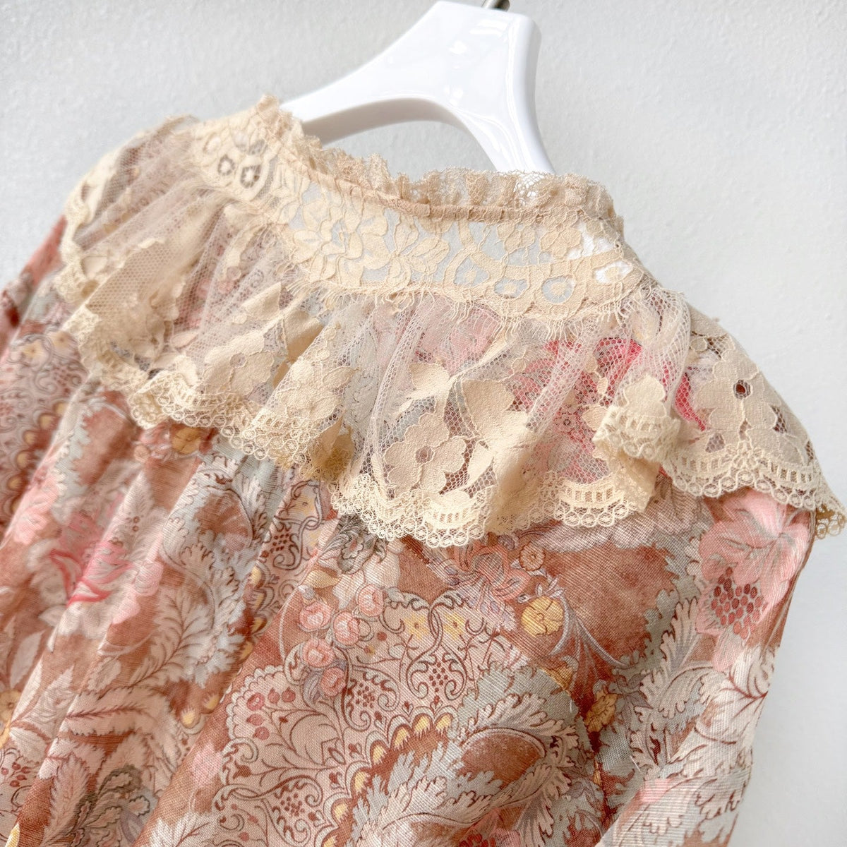 The Rebellion Lace-Up Mini Dress in Tan Floral