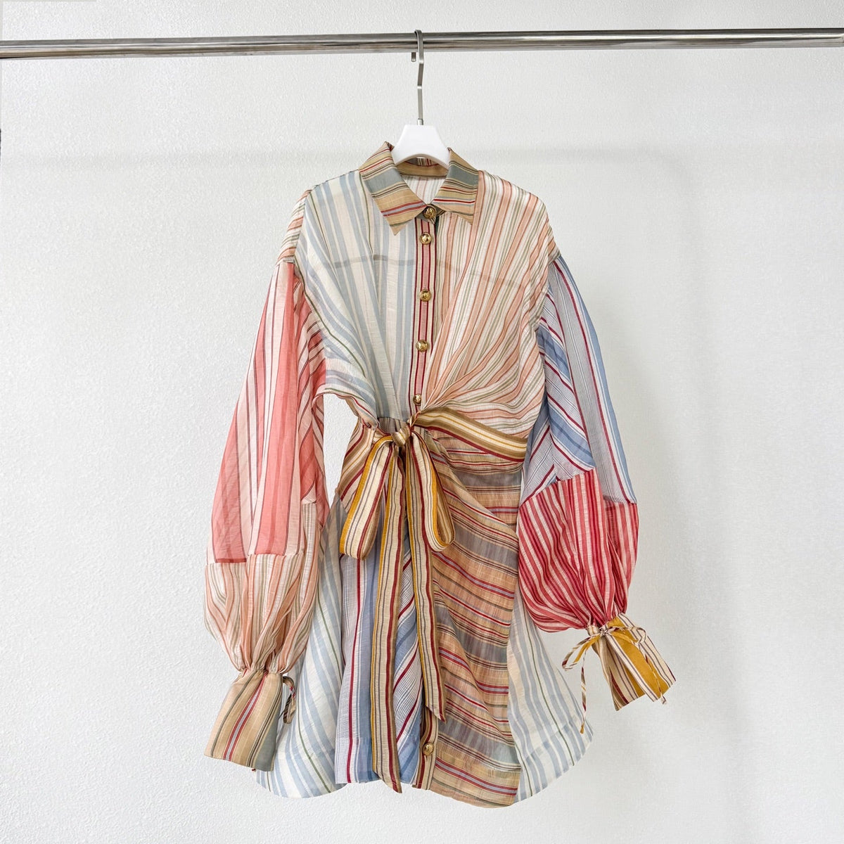Rebellion Striped Mini Dress in Spliced Stripes