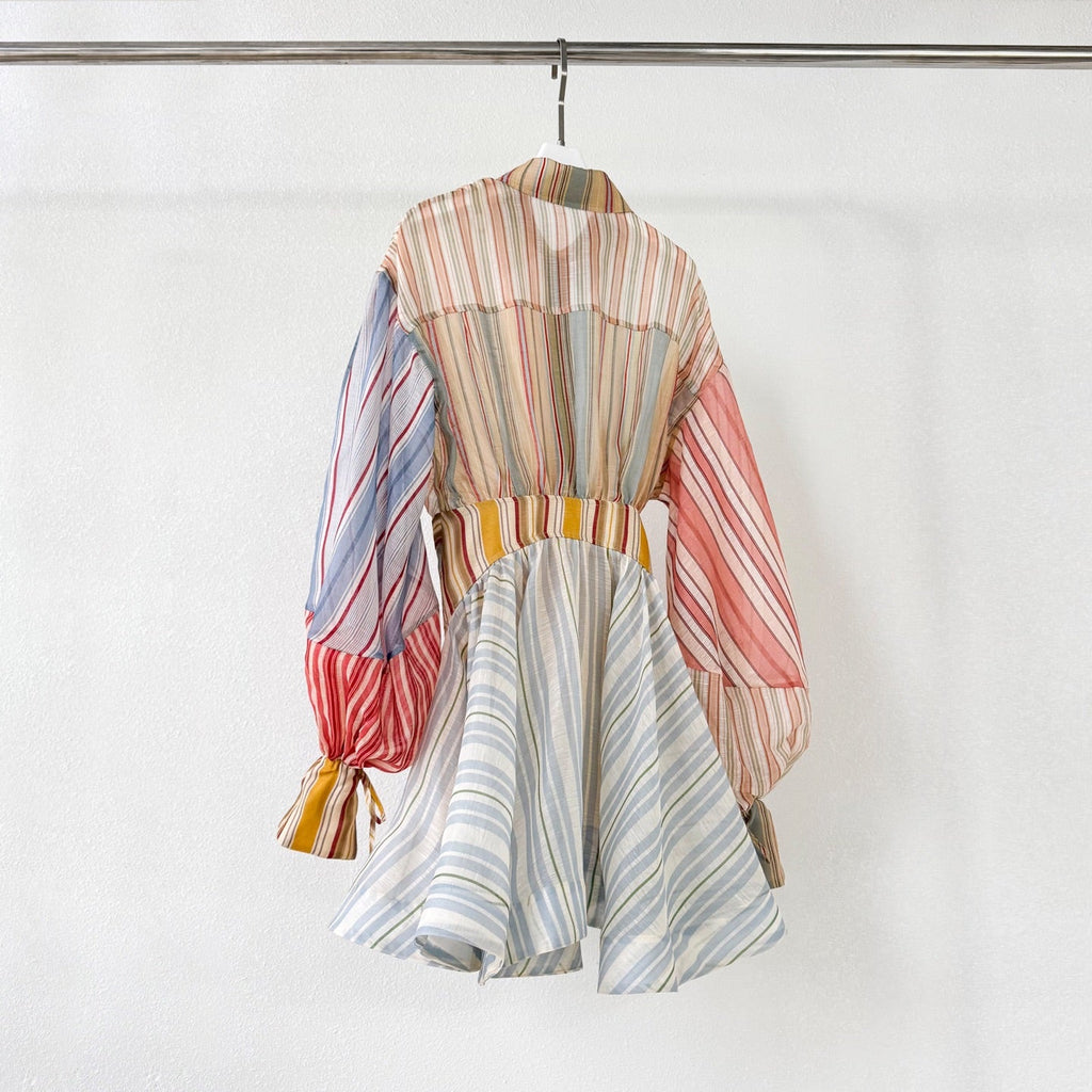 Rebellion Striped Mini Dress in Spliced Stripes