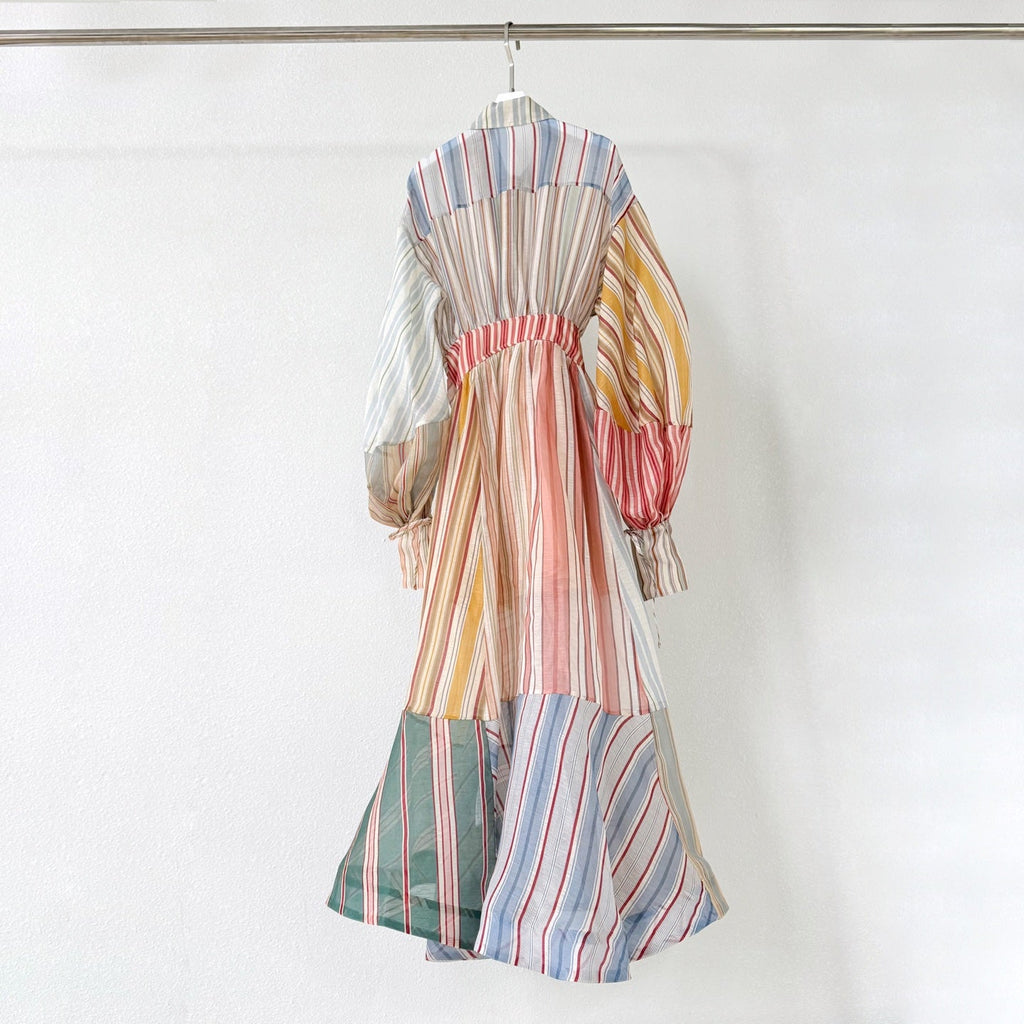 Rebellion Striped Midi Dress in Spliced Stripes