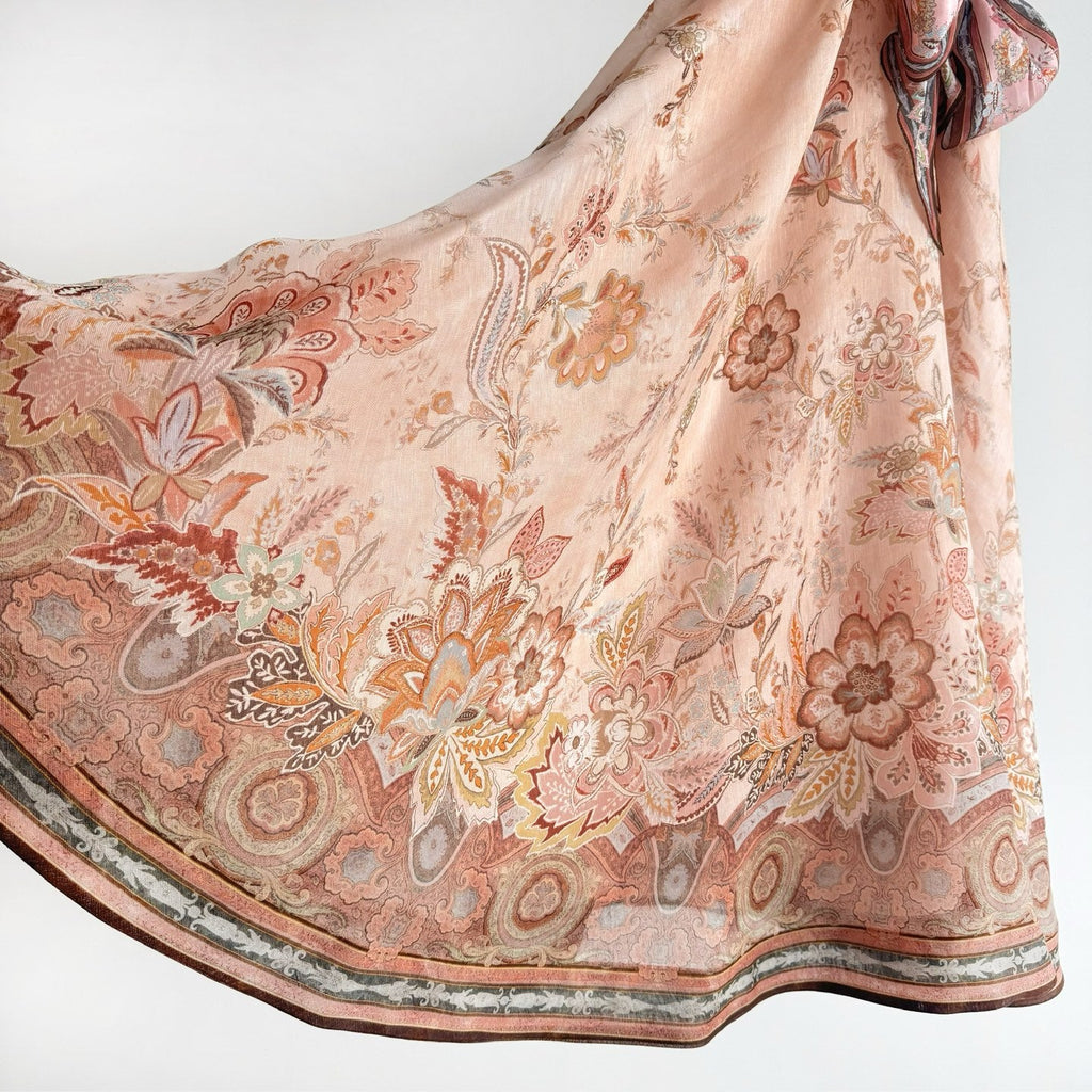 The Alchemy Structured Midi Dress in Pink Paisley