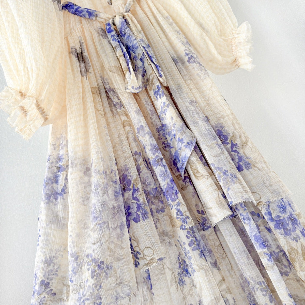 Indigo Wisteria Print Maxi Dress with Camisole Liner Two-Piece Set
