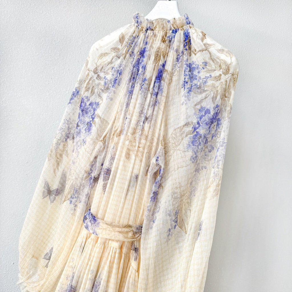 Indigo Wisteria Print Maxi Dress with Camisole Liner Two-Piece Set
