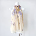 Indigo Wisteria Print Halter Neck Sleeveless Blouse