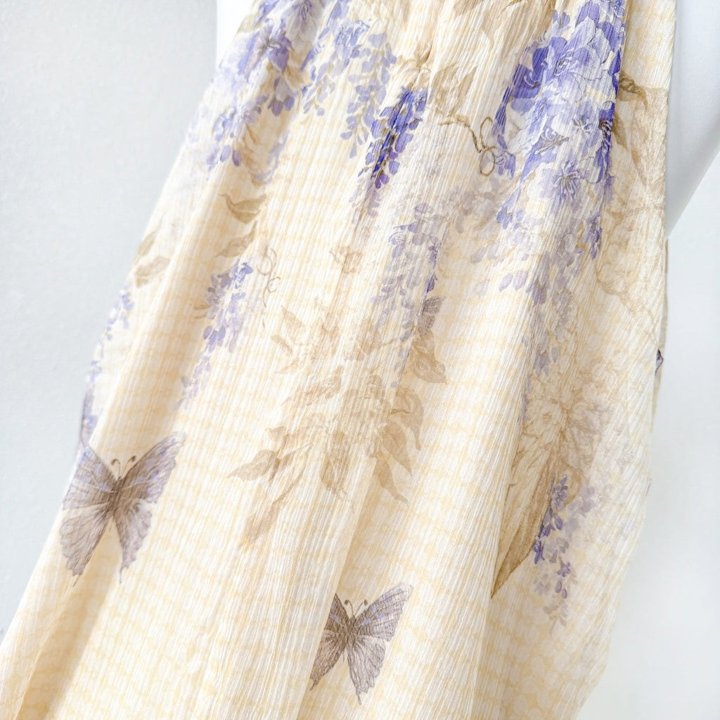 Indigo Wisteria Print Halter Neck Sleeveless Blouse