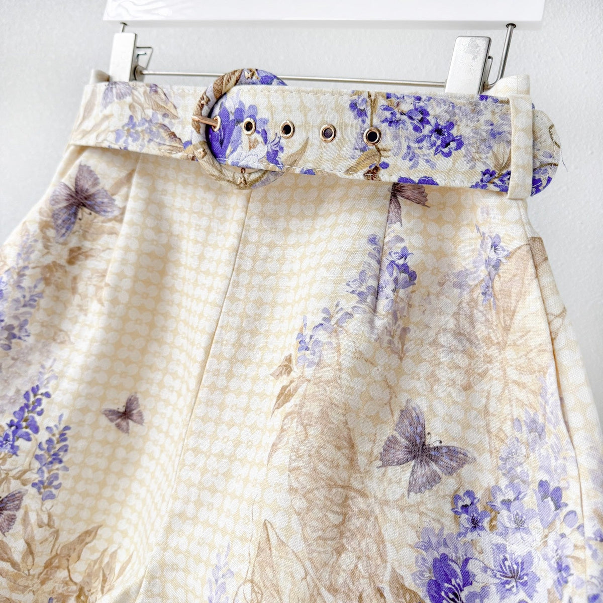 Indigo Wisteria Print High Rise Wide Leg Shorts
