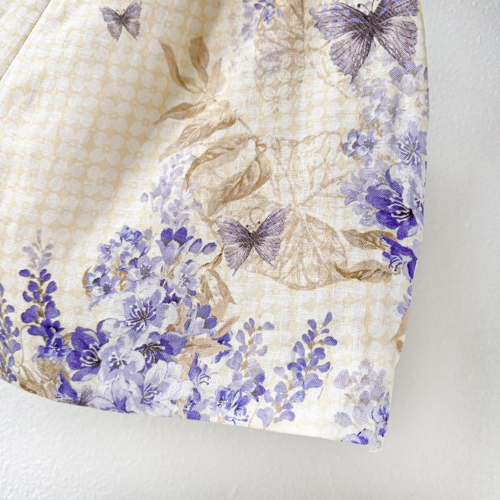 Indigo Wisteria Print High Rise Wide Leg Shorts