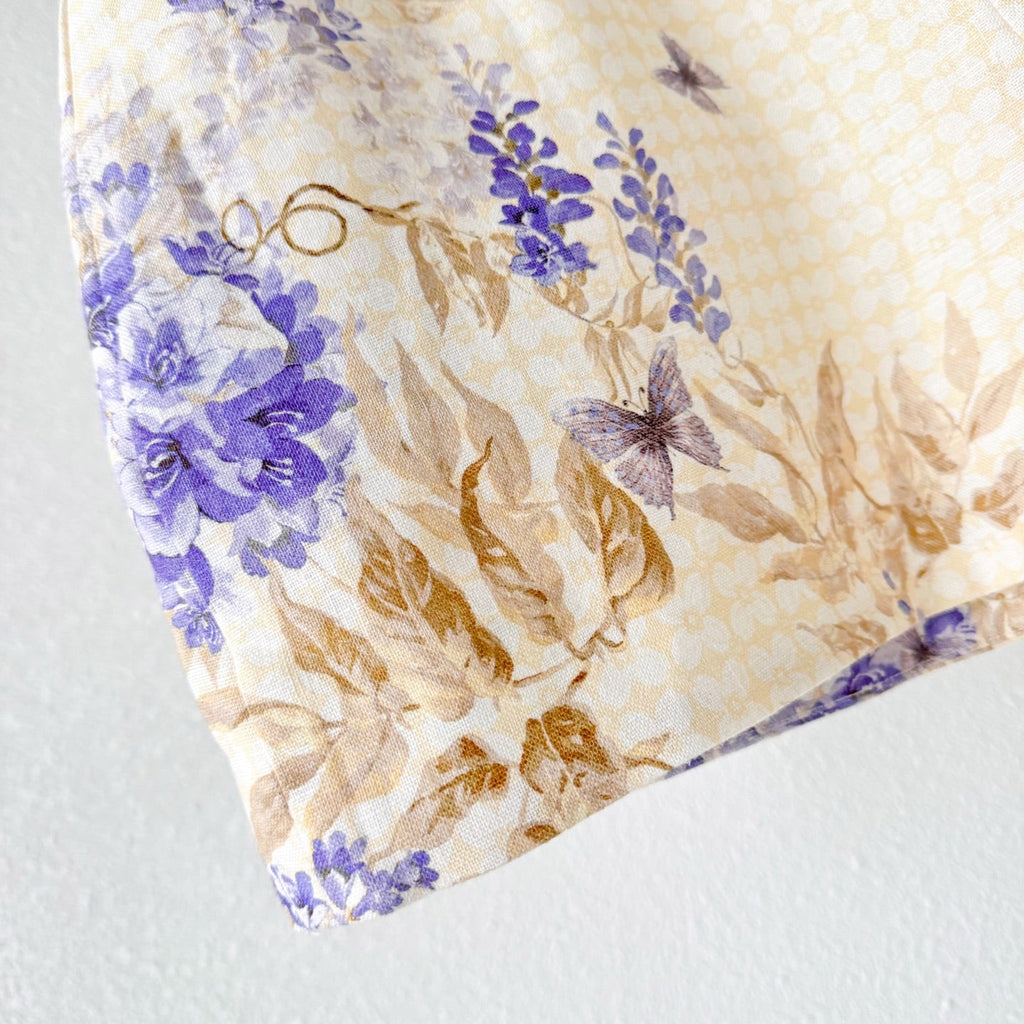 Indigo Wisteria Print High Rise Wide Leg Shorts